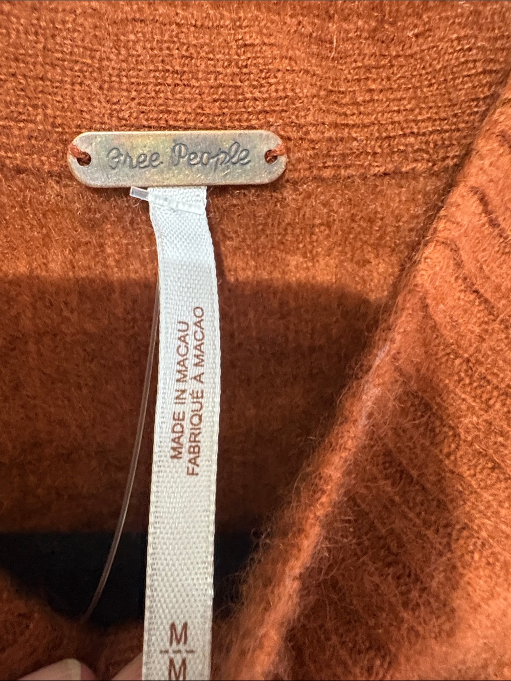 Free People Ribbed Button-Front Crew Sweater - Rust - Picture 5 of 8